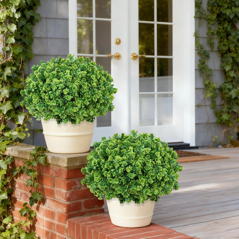 Ivydale Artificial Fake Outdoor Plants for Spring Summer Decoration, 12 Bundles Fake Plastic Roses UV Resistant Look Real Faux Plants for Planter Outside Front Door Porch Patio Balcony Garden Indoor Yard Urn - Image 3
