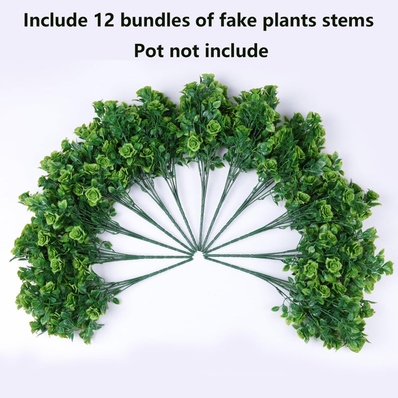 Ivydale Artificial Fake Outdoor Plants for Spring Summer Decoration, 12 Bundles Fake Plastic Roses UV Resistant Look Real Faux Plants for Planter Outside Front Door Porch Patio Balcony Garden Indoor Yard Urn - Image 5