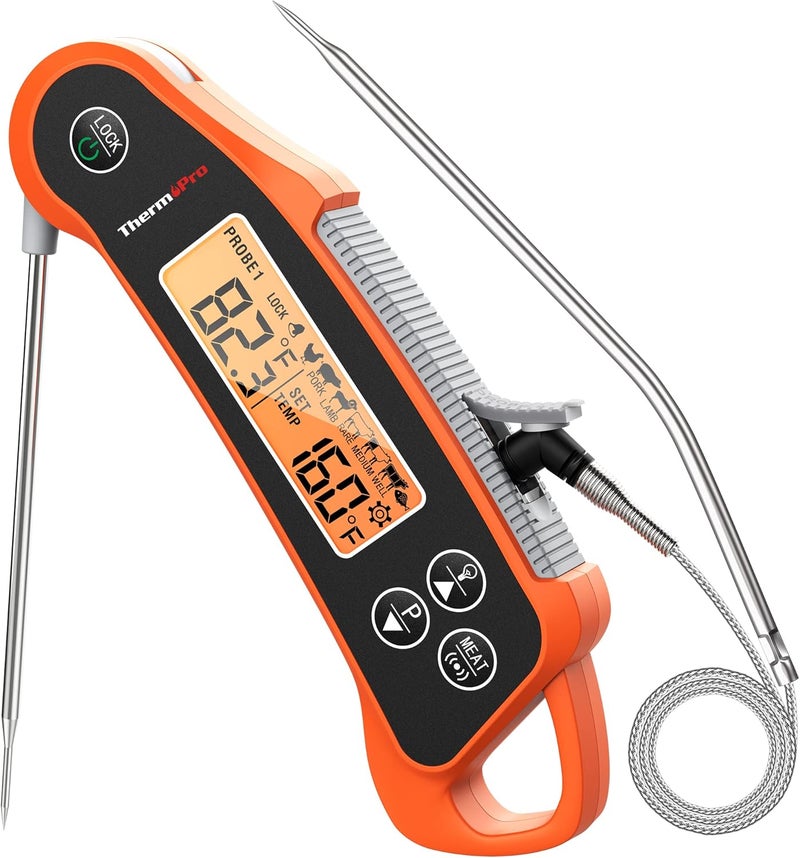 ThermoPro TP710 Instant Read Meat Thermometer Digital for Cooking, 2-in-1 Waterproof Kitchen Food Thermometer with Dual Probes and Dual Temperature Display for Oven, Grilling, Smoker & BBQ - Image 1