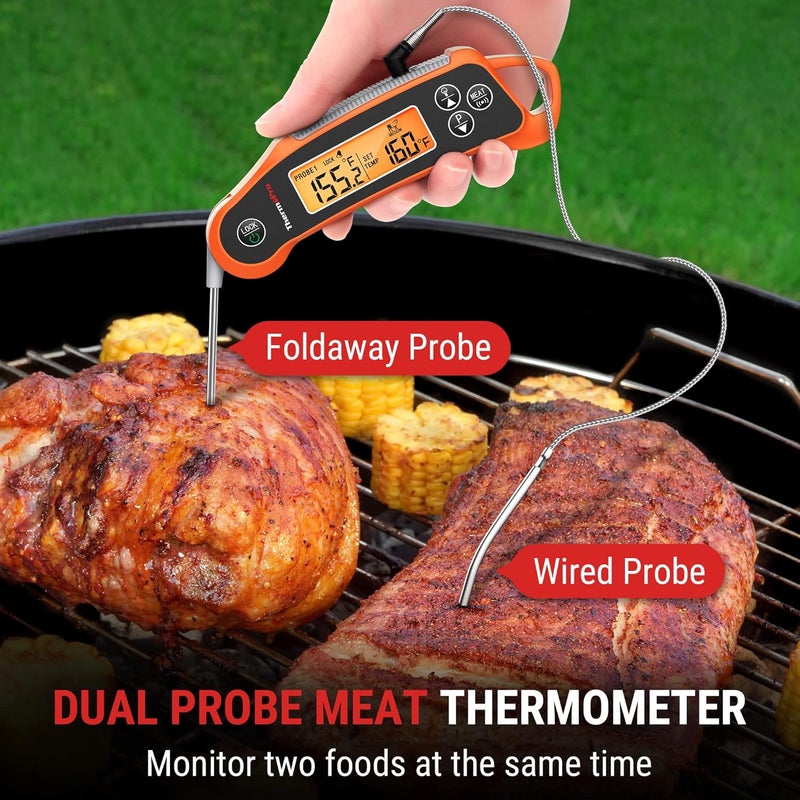 ThermoPro TP710 Instant Read Meat Thermometer Digital for Cooking, 2-in-1 Waterproof Kitchen Food Thermometer with Dual Probes and Dual Temperature Display for Oven, Grilling, Smoker & BBQ - Image 2
