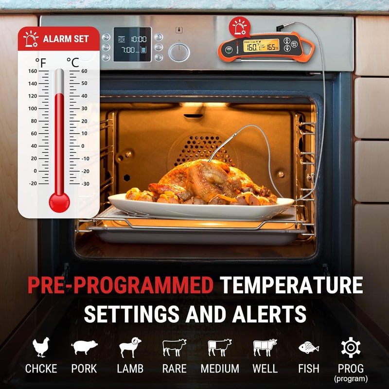ThermoPro TP710 Instant Read Meat Thermometer Digital for Cooking, 2-in-1 Waterproof Kitchen Food Thermometer with Dual Probes and Dual Temperature Display for Oven, Grilling, Smoker & BBQ - Image 3