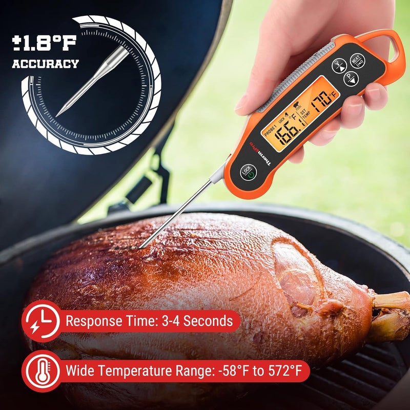 ThermoPro TP710 Instant Read Meat Thermometer Digital for Cooking, 2-in-1 Waterproof Kitchen Food Thermometer with Dual Probes and Dual Temperature Display for Oven, Grilling, Smoker & BBQ - Image 4