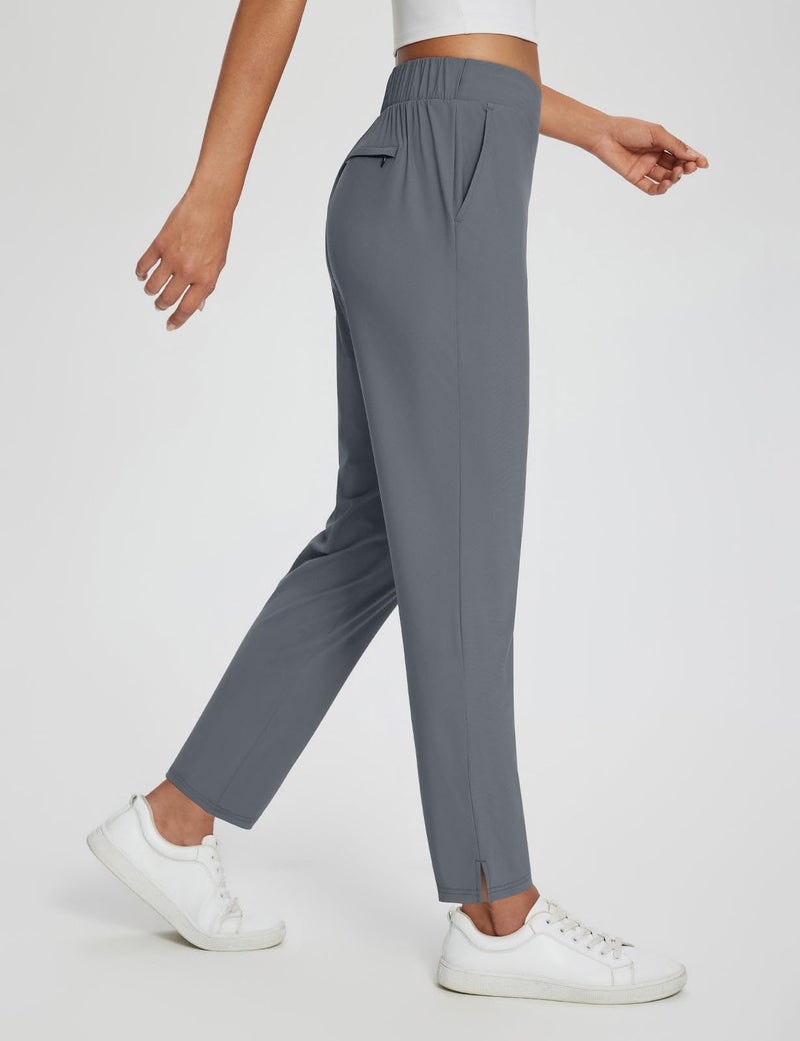 baleaf Womens Business Casual Pants Stretch Travel Pants On Airport with Zipper Pockets Dressy Slacks Golf Work Office Dark Grey L - Image 3