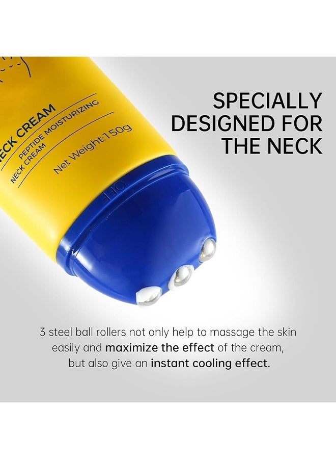 Hoygi Neck Cream With Roller, Neck Tightening Treatment, Anti-aging Firming Lifting Neck Cream, Hyaluronic Acid Reduces Wrinkles, Suitable For Crepey Skin Body Care, Smooths Wrinkles & Fine Lines, 150ML - Image 3