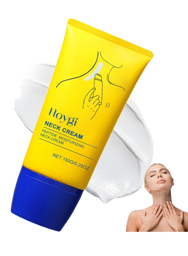 Hoygi Neck Cream With Roller, Neck Tightening Treatment, Anti-aging Firming Lifting Neck Cream, Hyaluronic Acid Reduces Wrinkles, Suitable For Crepey Skin Body Care, Smooths Wrinkles & Fine Lines, 150ML - Image 1