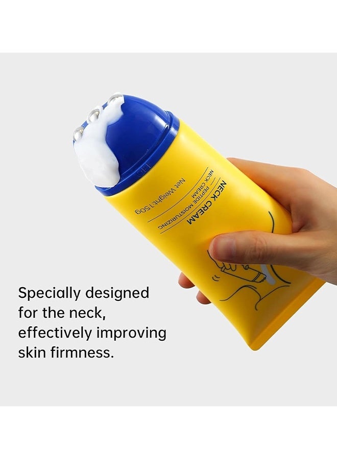 Hoygi Neck Cream With Roller, Neck Tightening Treatment, Anti-aging Firming Lifting Neck Cream, Hyaluronic Acid Reduces Wrinkles, Suitable For Crepey Skin Body Care, Smooths Wrinkles & Fine Lines, 150ML - Image 2