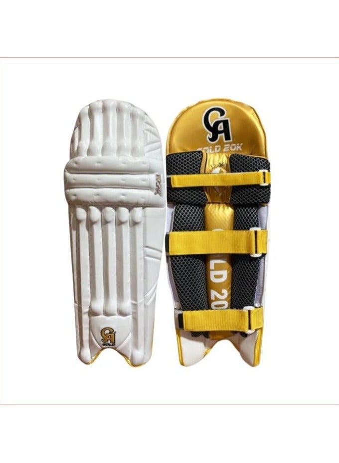 CA Gold 20K Cricket Batting Leg Guard Mens RH LH White - Image 1