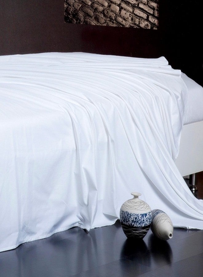 Meicotton Bedding ملاءة سرير مزدوجة مفردة - 300 خيط، قطن مصري 100% عالي الجودة - مجموعة الفنادق. تُباع الملاءة بشكل منفصل - أبيض - Image 2