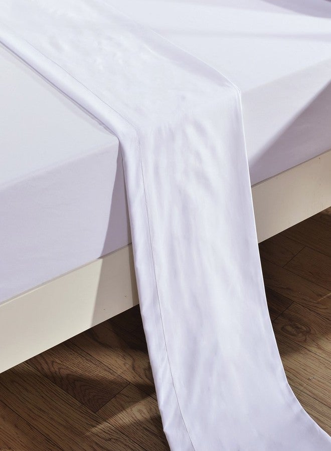 Meicotton Bedding ملاءة سرير مزدوجة مفردة - 300 خيط، قطن مصري 100% عالي الجودة - مجموعة الفنادق. تُباع الملاءة بشكل منفصل - أبيض - Image 4