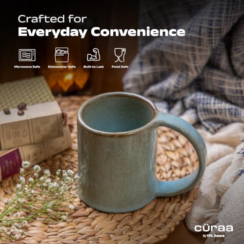 CÜRAA by YFL Home Terra Coffee Mug Set of 2 | Microwave-Safe Ceramic Coffee Mugs for Gift | Perfect for Tea, Coffee, Milk & Cappuccino | Handcrafted Tea Cups,Tea Mugs Set for Gifting | 400ml Each - Image 4