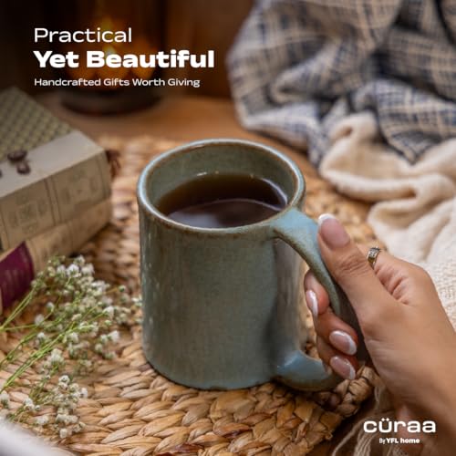CÜRAA by YFL Home Terra Coffee Mug Set of 2 | Microwave-Safe Ceramic Coffee Mugs for Gift | Perfect for Tea, Coffee, Milk & Cappuccino | Handcrafted Tea Cups,Tea Mugs Set for Gifting | 400ml Each - Image 5