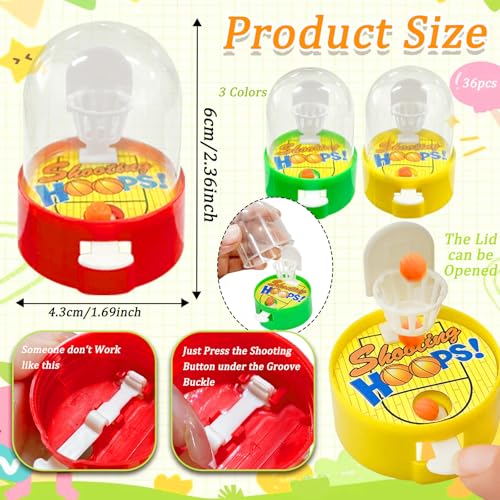 Dshengoo 36 Pack Mini Finger Basketball Shooting Game ToysHandled Fidget Basketballs Desktop Sport Party Favors for KidsBirthday Decoration GiftsClassroom Rewards Prize - Image 5