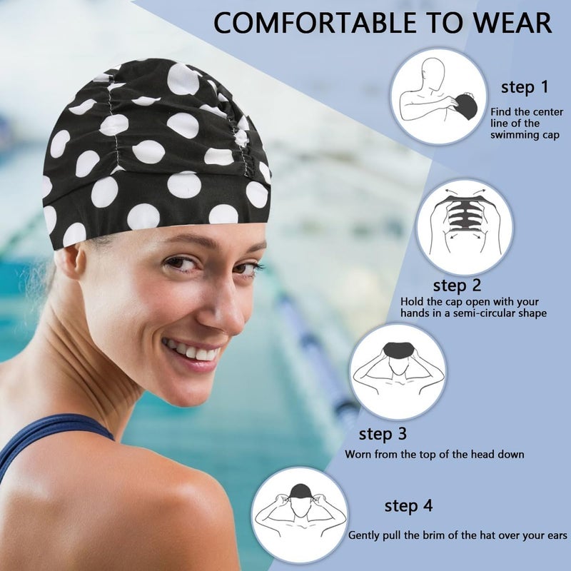 Ewandastore Colorful Pleated Nylon Cloth Swim Cap Large Swimming Cap Hot Spring Bathing Caps for Adult Men Women Long Hair - Image 3