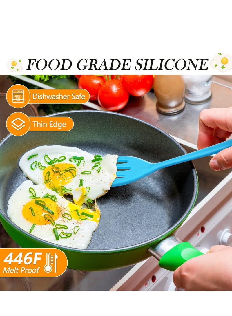 Barakah 5 Pack Small Silicone Turner, High Heat Resistant Slotted Spatula Silicone Spatula Turner Mini Serving Spatula for Cooking (Red, Blue, Green, Orange, Pink) - Image 4