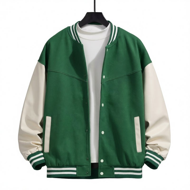 Men's PU Leather Baseball Jacket Casual Streetwear Oversized Coat - Image 4