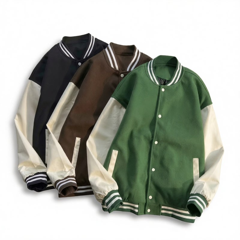 Men's PU Leather Baseball Jacket Casual Streetwear Oversized Coat - Image 1