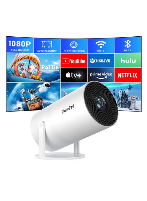 [Electric Focus] Mini Projector with Android System,  Portable Projector with WiFi 6 and Bluetooth, Auto Vertical Correction, FULL HD 1080P, 180°Rotatable Outdoor Movie Projector for Phone | X3 | S3KG