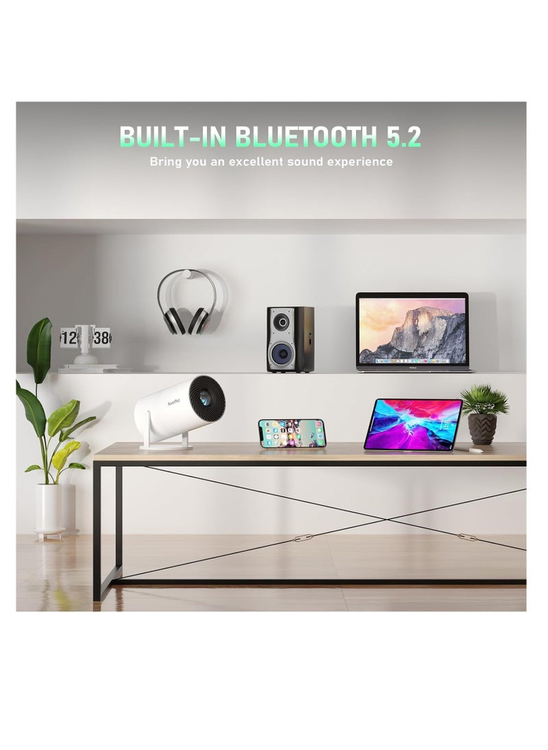XuanPad - [Electric Focus] Mini Projector with Android System,  Portable Projector with WiFi 6 and Bluetooth, Auto Vertical Correction, FULL HD 1080P, 180°Rotatable Outdoor Movie Projector for Phone | X3 | S3KG - Image 1