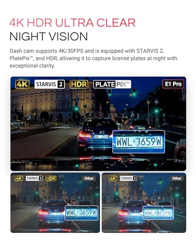 Vantrue E1 Pro 4K Mini Dash Cam Front, STARVIS 2 PlatePix HDR Night Vision Car Camera, Built-in 5G WiFi GPS, 1.54'' IPS Screen, Voice Control, 24/7 Buffered Parking Mode, Support 1TB Max - Image 3