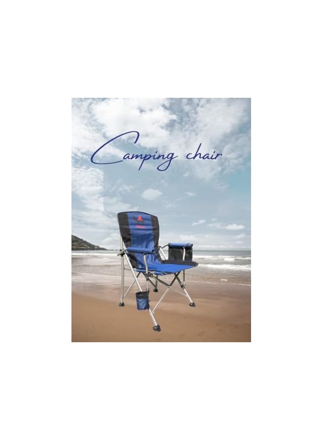 PROMASS Folding Camping Chair Portable Outdoor Beach Chair, Heavy Duty Foldable Lawn chair Support 150kg, Collapsible Lightweight Camp Chair with Cup Holder&Carry Bag for Fishing Outside Sports (Blue) - Image 3