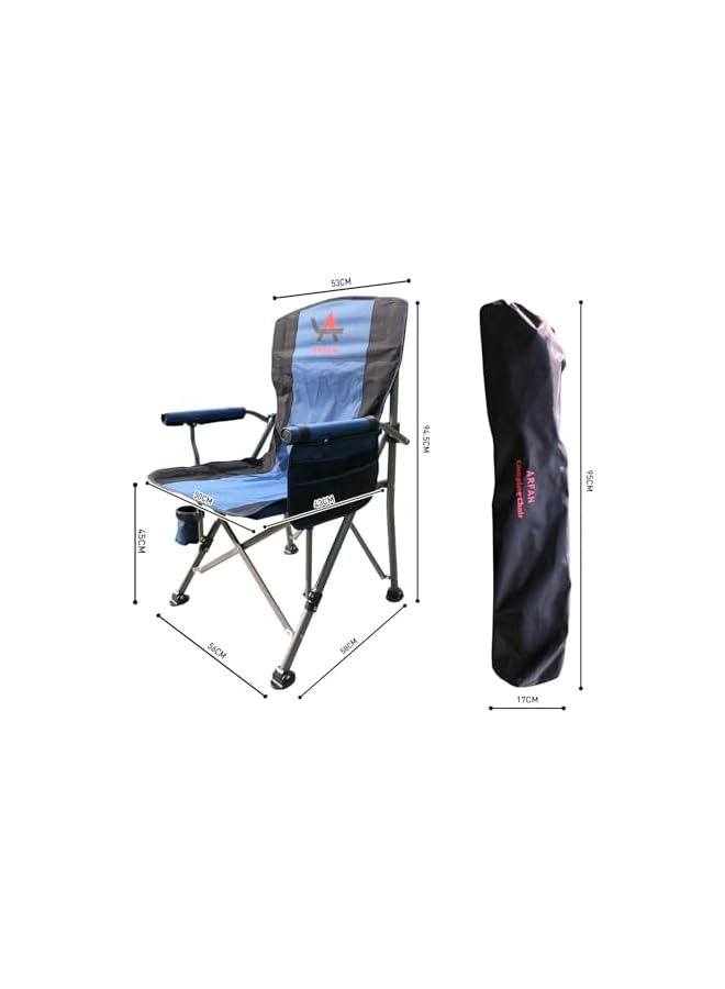 PROMASS Folding Camping Chair Portable Outdoor Beach Chair, Heavy Duty Foldable Lawn chair Support 150kg, Collapsible Lightweight Camp Chair with Cup Holder&Carry Bag for Fishing Outside Sports (Blue) - Image 2