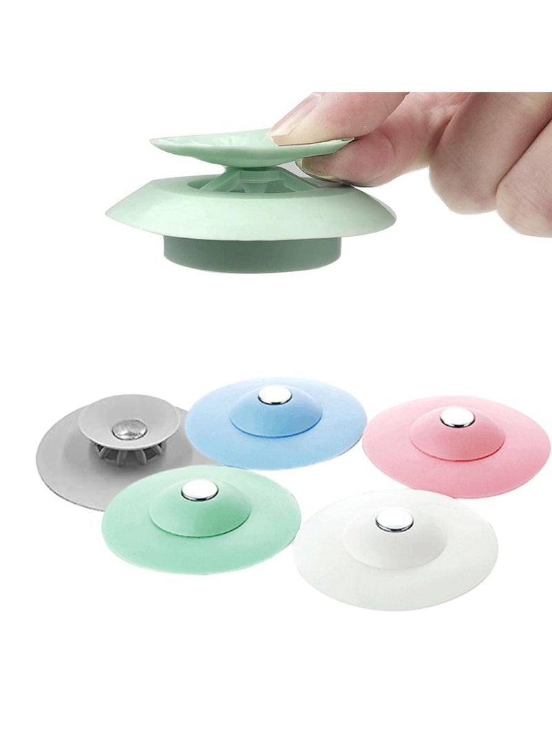 Sweet seven سدادة تصريف الدش السيليكونية 5-pack - فخ الشعر وسدادة سهلة التركيب لحمام حوض الاستحمام ومصارف المطبخ - نظف واحمِ مصارفك مع مصافي تصريف حوض الاستحمام - Image 1