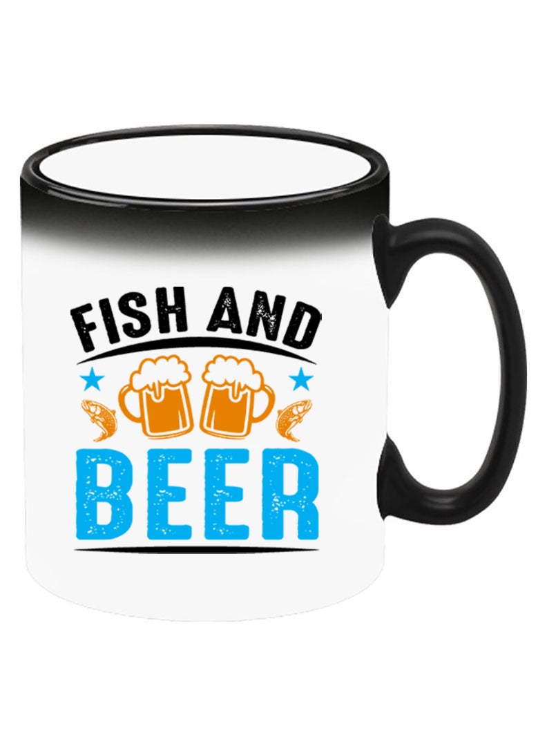 Theodor Color Changing Heat Sensitive Ceramic Mug, Image Revealed When HOT Liquid is Added! Fish and Beer black - Image 2