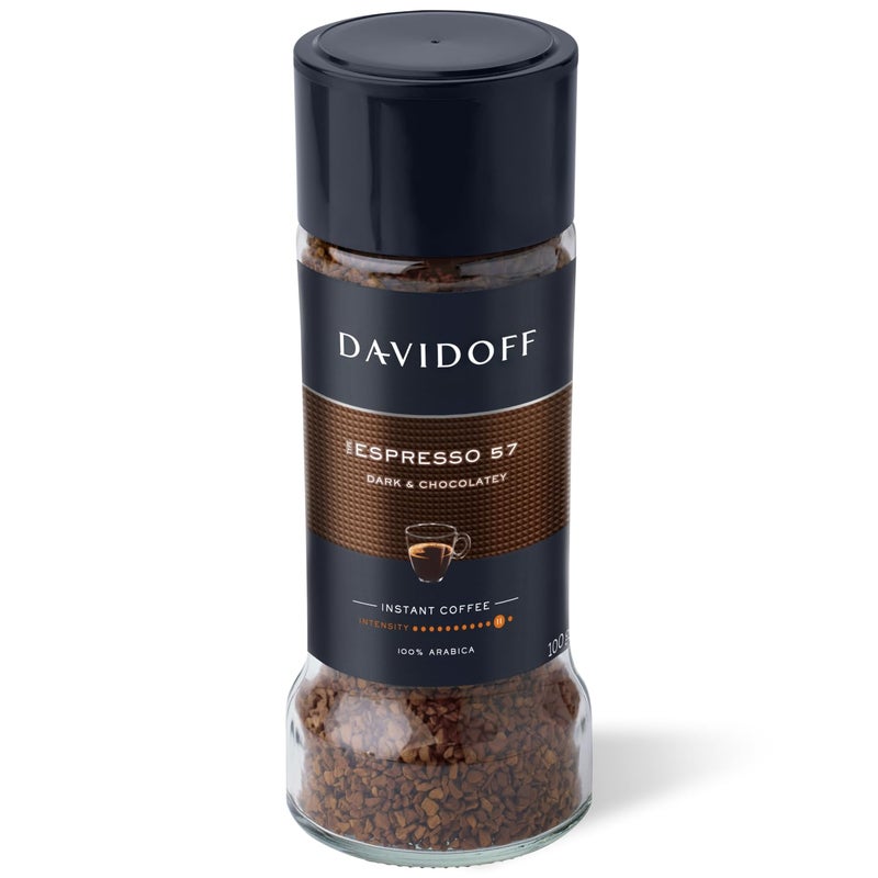 Davidoff Espresso 57 Intense Instant Coffee 11/12 Intensity - 100% Arabica, 3.53 oz 100g, Granule, Glass Bottle - Image 1