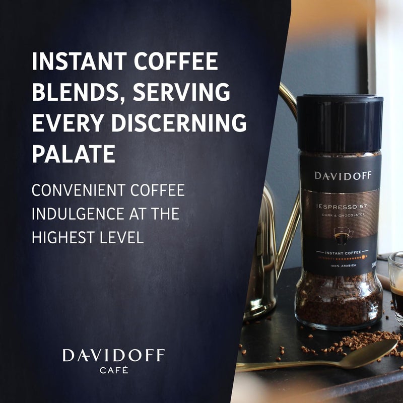 Davidoff Espresso 57 Intense Instant Coffee 11/12 Intensity - 100% Arabica, 3.53 oz 100g, Granule, Glass Bottle - Image 2