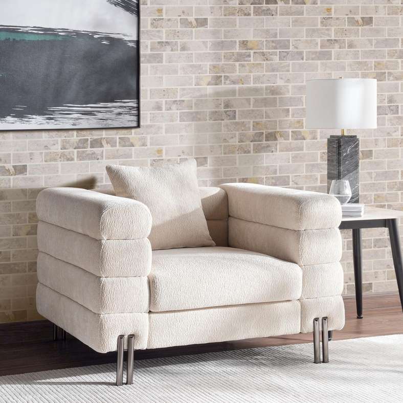 Pan Home Beige Single Seater Sofa for Living Room