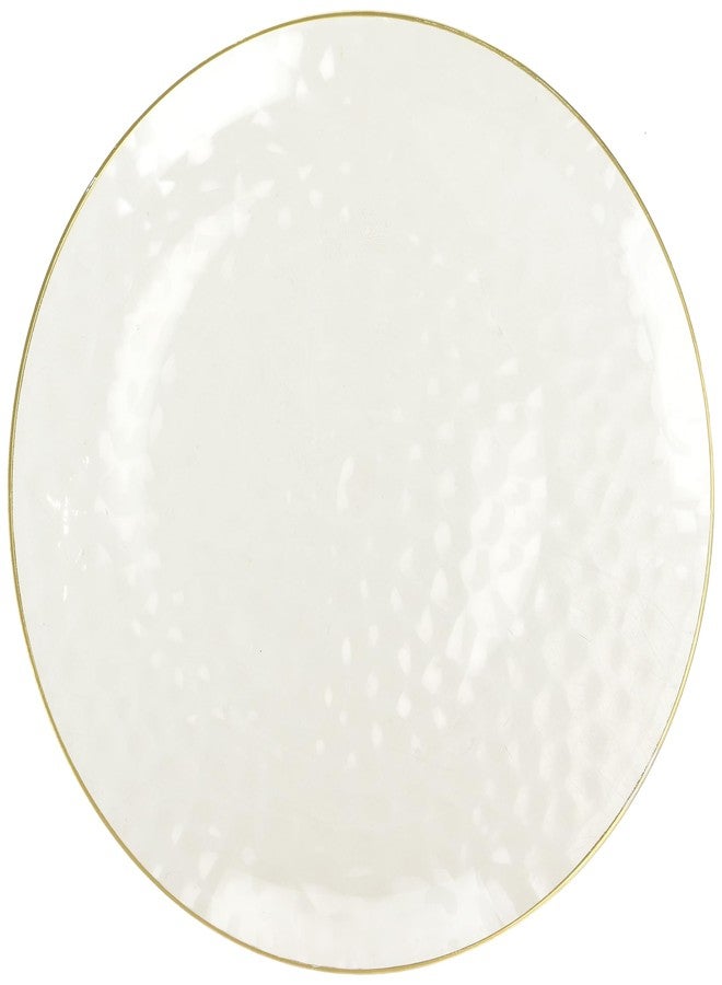 Blue Sky Organic Hammered Pink With Gold Rim Plates - 10 Count, 10" | Round Disposable Plastic, Elegant Design for Parties & Events - Image 2