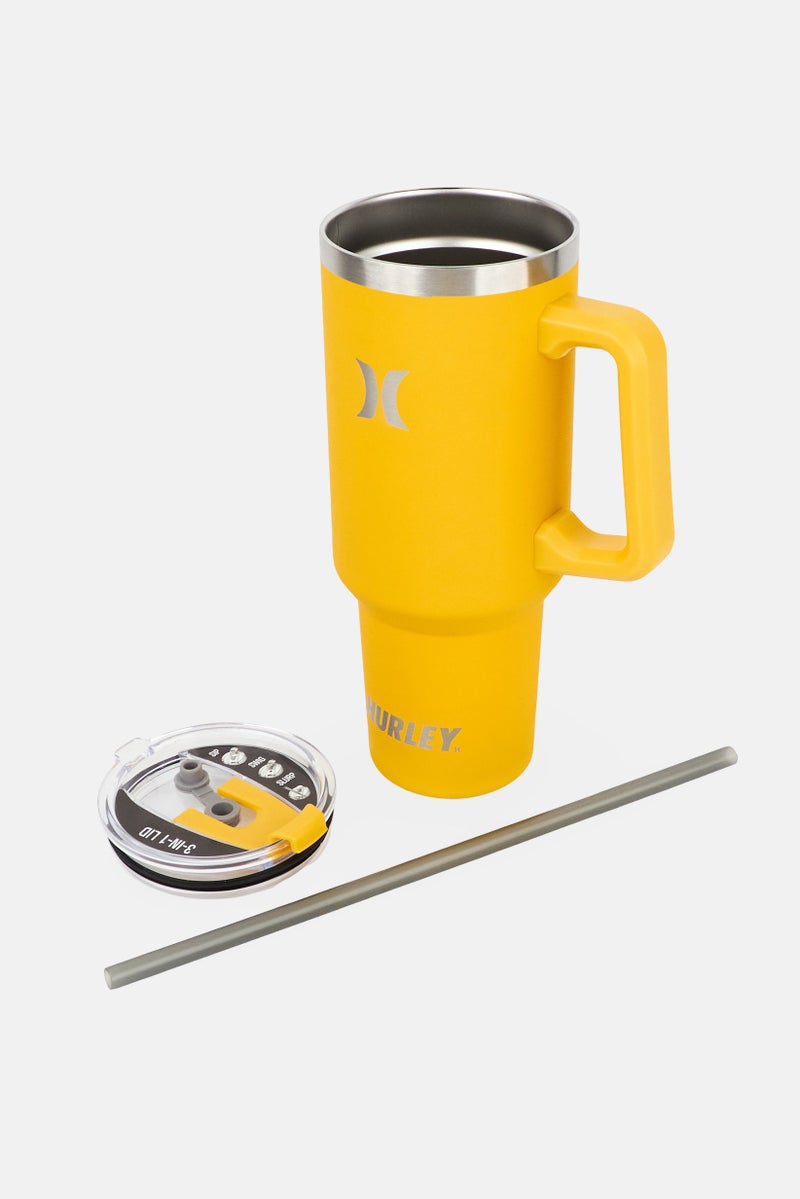 Hurley 3 In 1 Lid Double Walled Vacuum Insulated Tumbler, Yellow - Image 2