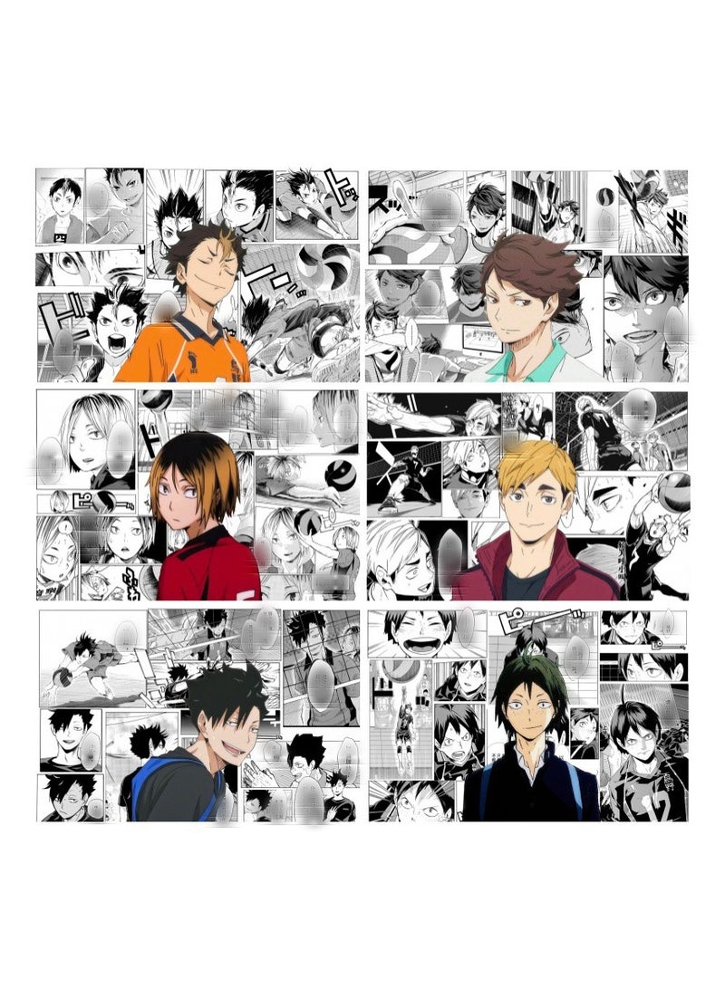 مجموعة ملصقات أنمي لكرة الطائرة Junior المكونة من 6 قطع، 21x30 سم، فن جداري مطبوع على الوجهين، ملصق أنمي لطيف لتزيين غرفة النوم أو السكن. - Image 1