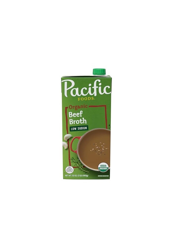 Pacific Foods Low Sodium Organic Beef Broth 32 oz Carton - Image 1