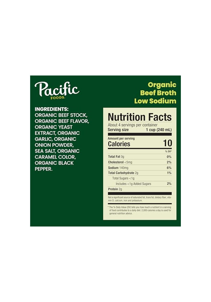 Pacific Foods Low Sodium Organic Beef Broth 32 oz Carton - Image 5