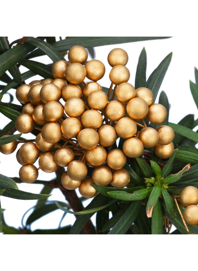 BBTO BBTO Artificial Holly Berries on Wire Stems  250 Stems with 500 Pieces 8 mm Fake Berries for Tree Decorations Wreath Craft Use Wedding Party Favor (Gold)  - Image 4