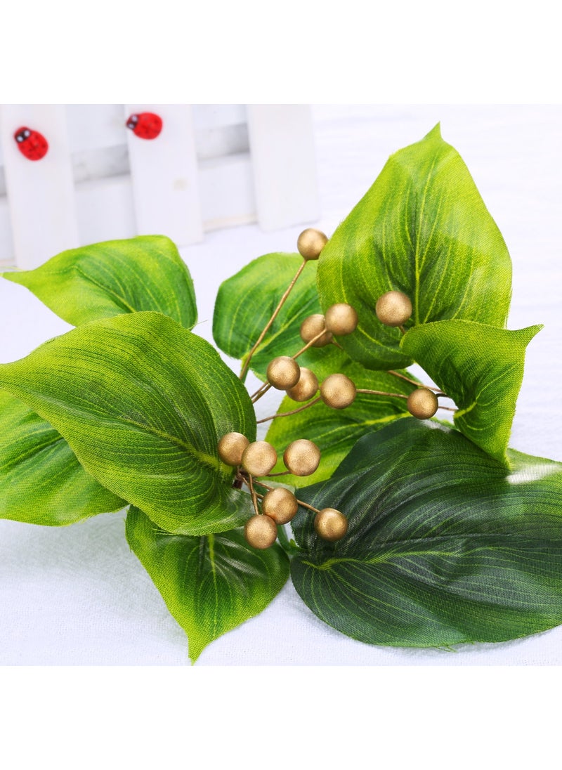 BBTO BBTO Artificial Holly Berries on Wire Stems  250 Stems with 500 Pieces 8 mm Fake Berries for Tree Decorations Wreath Craft Use Wedding Party Favor (Gold)  - Image 3