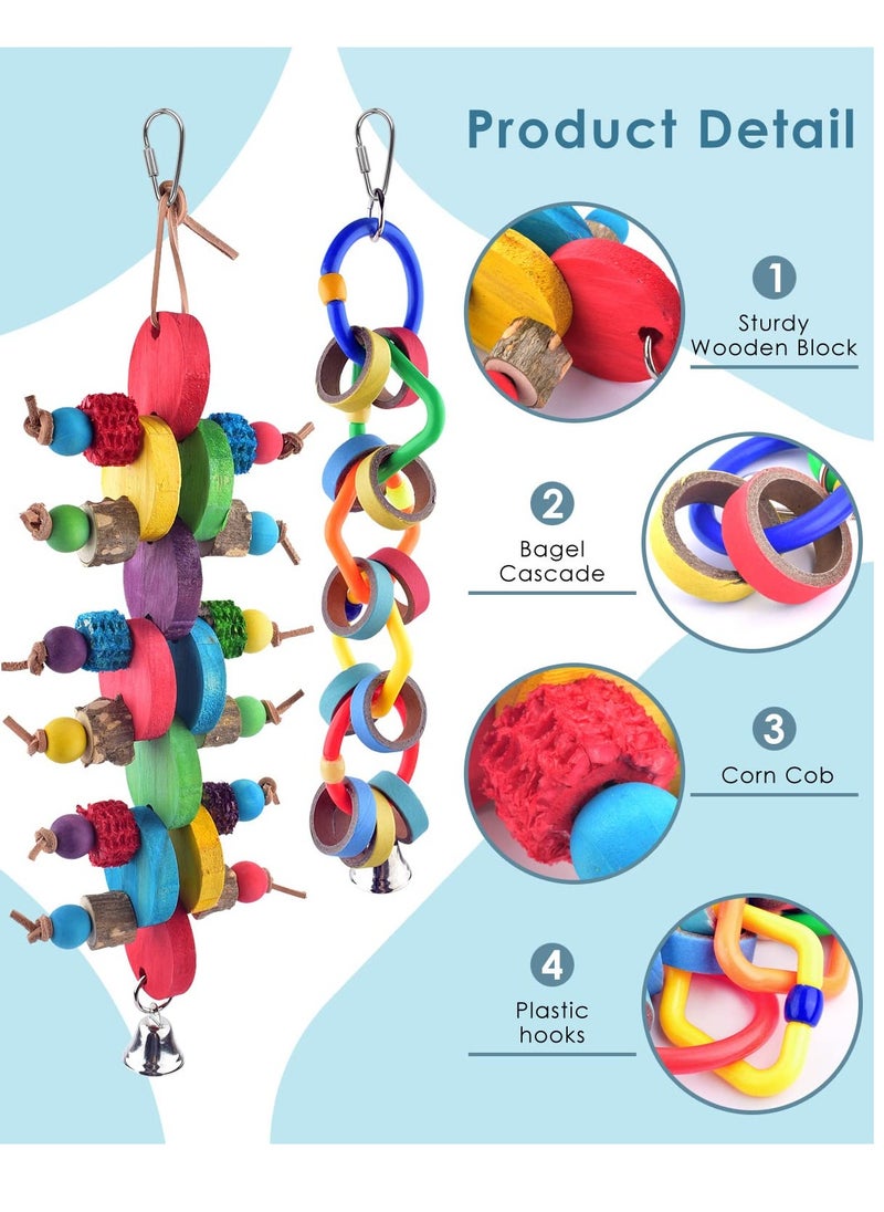 Excefore Bird Chew Toys, Colorful Bagel Cascade Bird Parrot Toy, Parrot Biting Paper Cardboard Olympic Rings Conures Toys, for Cockatiels, Cockatoos, Macaws and Similar Sized Pet Birds  - Image 2
