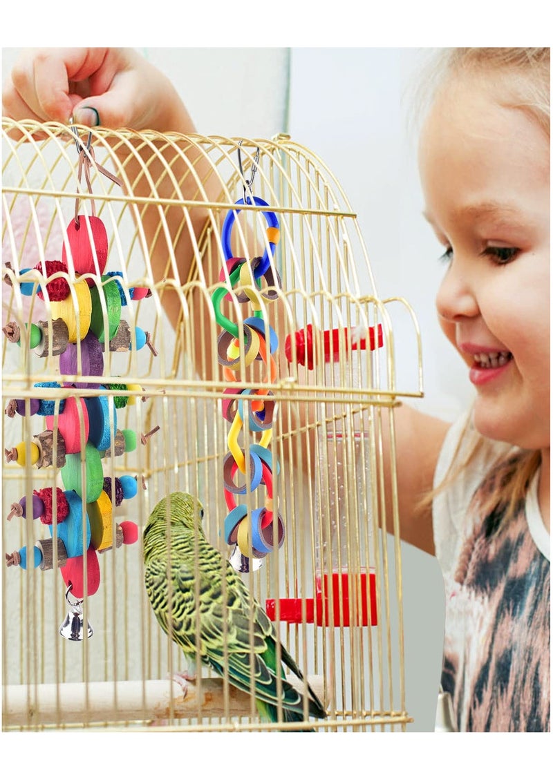 Excefore Bird Chew Toys, Colorful Bagel Cascade Bird Parrot Toy, Parrot Biting Paper Cardboard Olympic Rings Conures Toys, for Cockatiels, Cockatoos, Macaws and Similar Sized Pet Birds  - Image 5