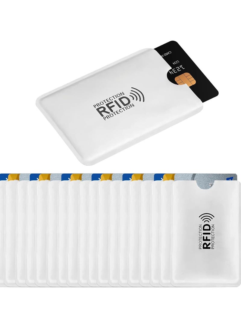 20 Pack RFID Blocking Card Credit Card Holder RFID Blocking for Single Card Identity Theft Protection Sleeves Contactless Protection Debit Bank Cards Id Social Security Drivers License Card, White - Image 1