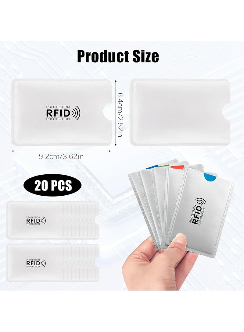 20 Pack RFID Blocking Card Credit Card Holder RFID Blocking for Single Card Identity Theft Protection Sleeves Contactless Protection Debit Bank Cards Id Social Security Drivers License Card, White - Image 2