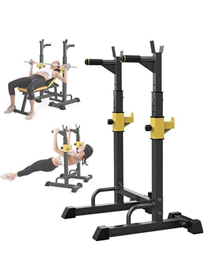 WALALLA 250kg Capacity Multi-Function Squat Rack - All-in-One Home Gym Power Cage with Adjustable Barbell Stand & Bench Press Station, Heavy Duty Strength Training Equipment - Image 1
