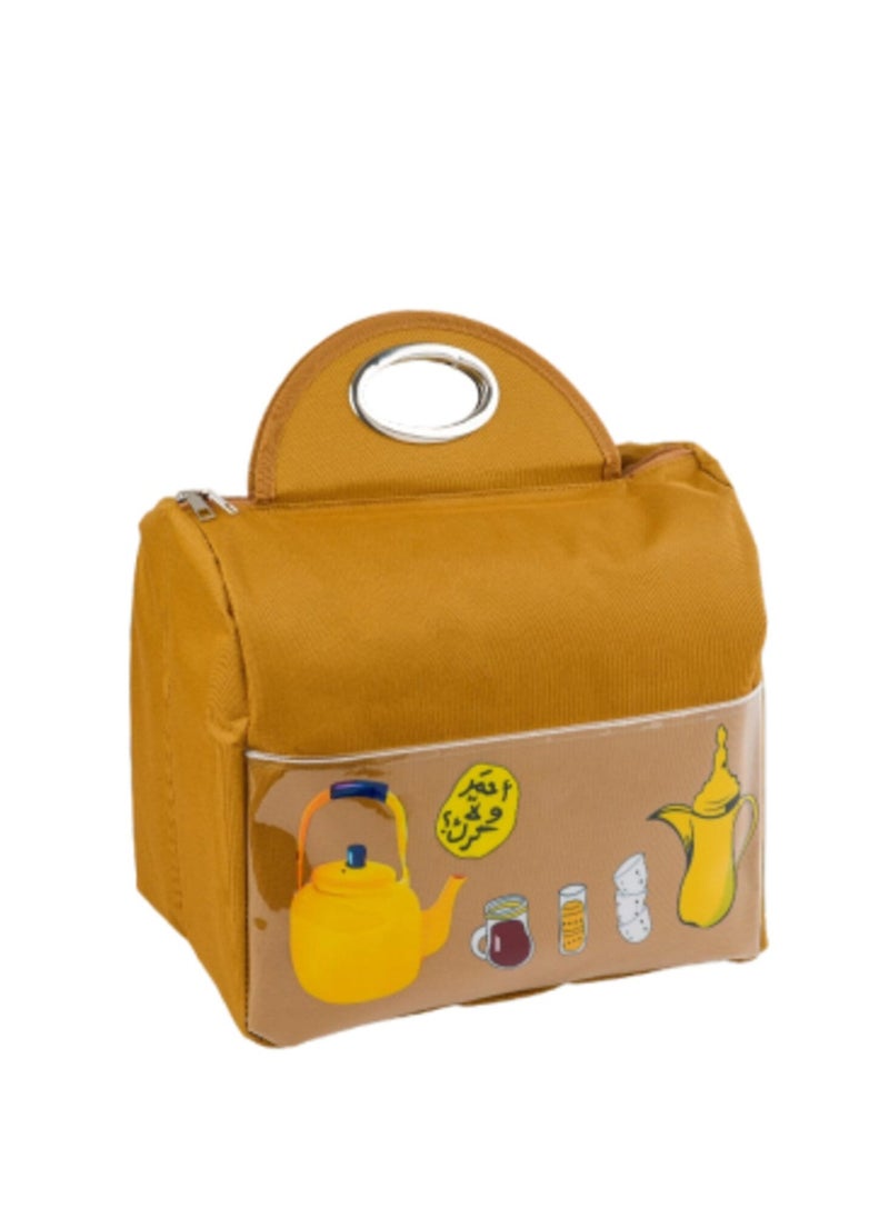 BASURRAH Canvas Bag Basket for Tea, Coffee and Dallah Thermos for Travel Beige  - Image 2
