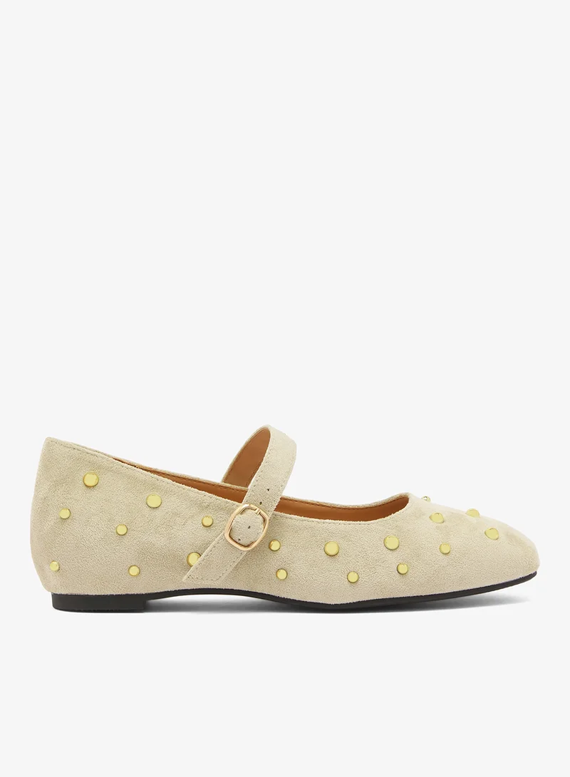 جينجر Suede Pearl Embellished Mary Janes