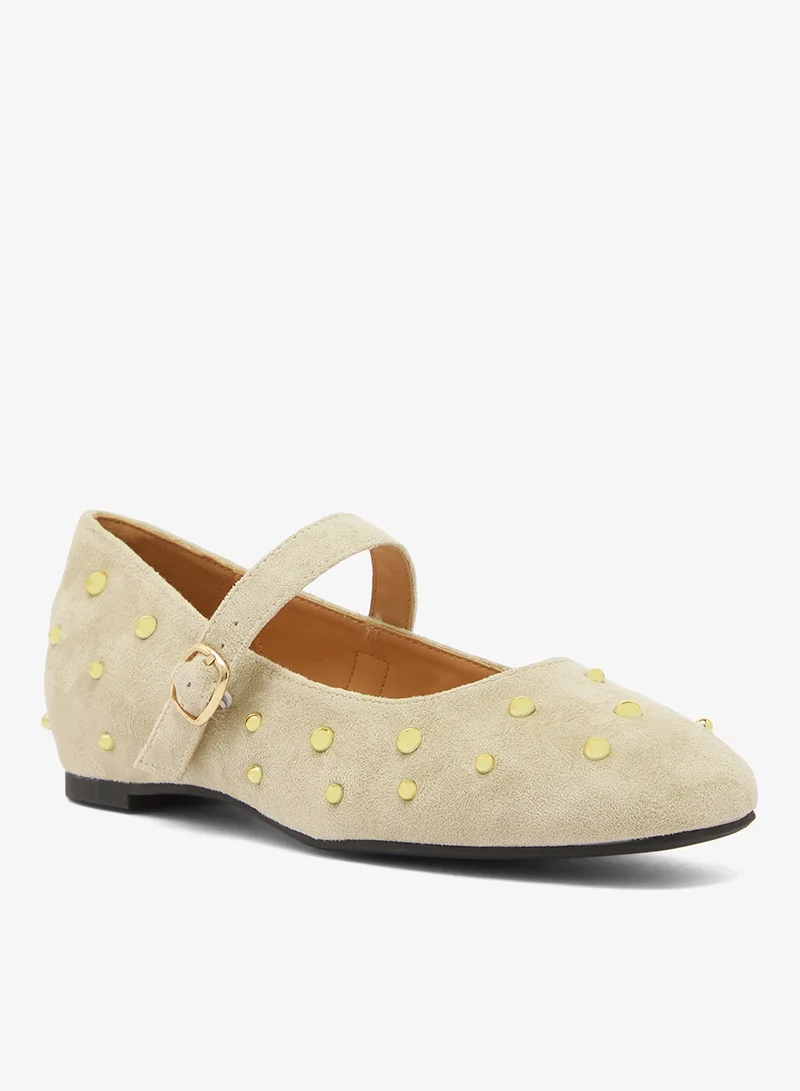 جينجر Suede Pearl Embellished Mary Janes