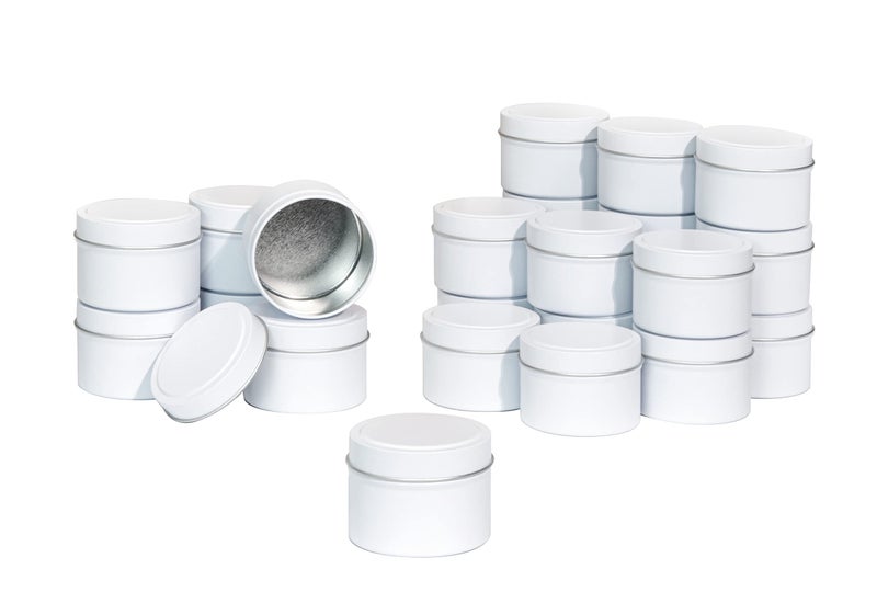 Aroparc White Candle Tins 4oz, 24 Piece Bulk Candle Containers for Candle Making Supplies - White - Image 1