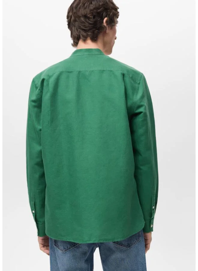 Mango Man mao collar linen shirt