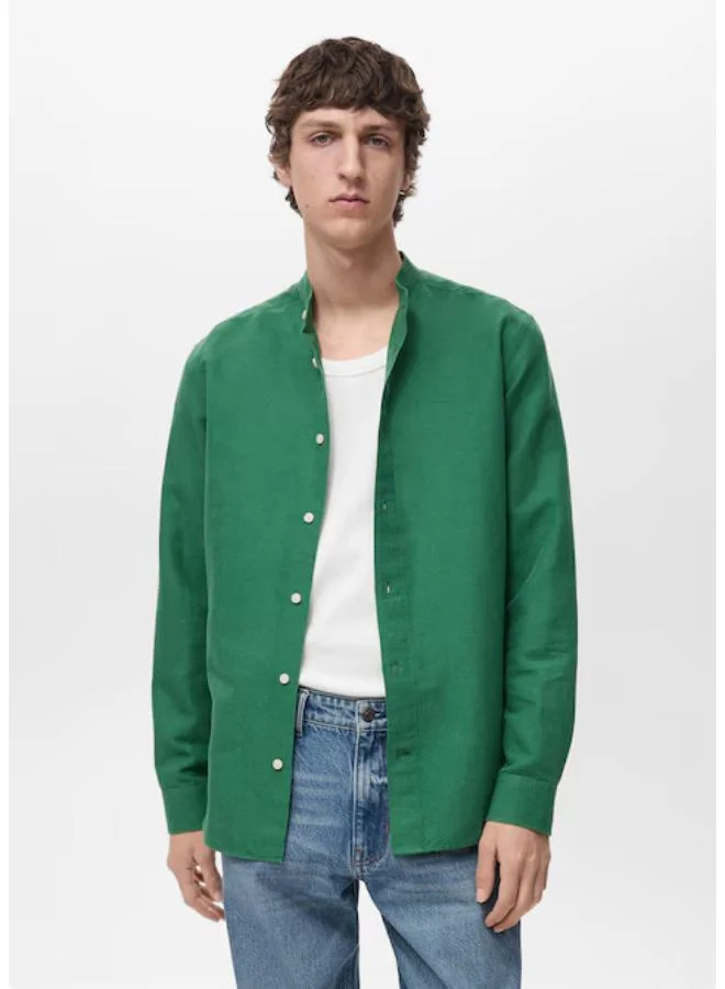 Mango Man mao collar linen shirt