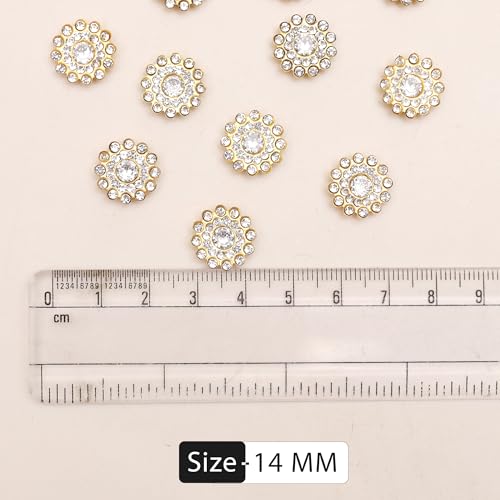 EmbroideryMaterial Silver Flower Shaped Sew on/Glue Rhinestones for Embroidery, Craft, DIY, Jewellery Making etc, Floral Embellishment (14MM, 100 Pieces) - Image 2