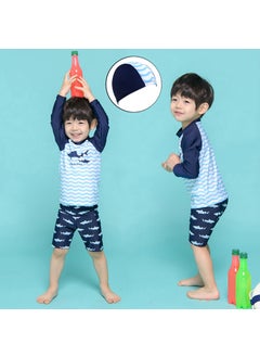 Boys Swimwear Set UV Protection Plus Size Blue